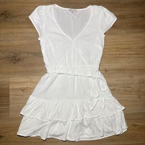 American Eagle Outfitters White Ruffle Mini Dress Size S